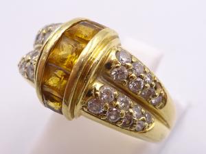 K18 トパーズ 1.23ct ダイヤ 0.47ct リング 6.9g
